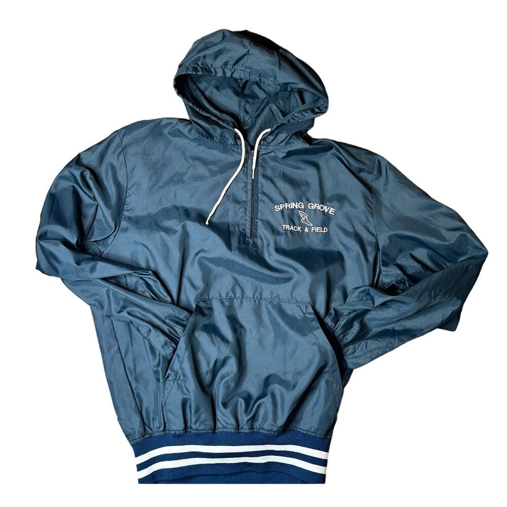 Vintage Holloway Spring Grove Track & Field Bomber Jacket Hooded Windbreaker M